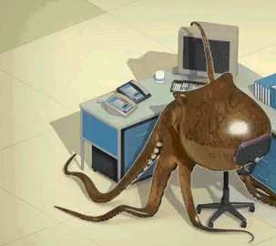Octopus at a desk