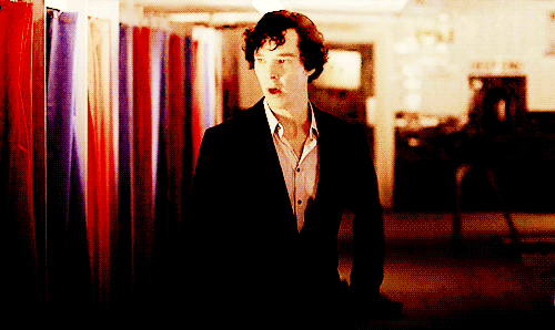 Benedict Cumberbatch as Sherlock, looking aroused