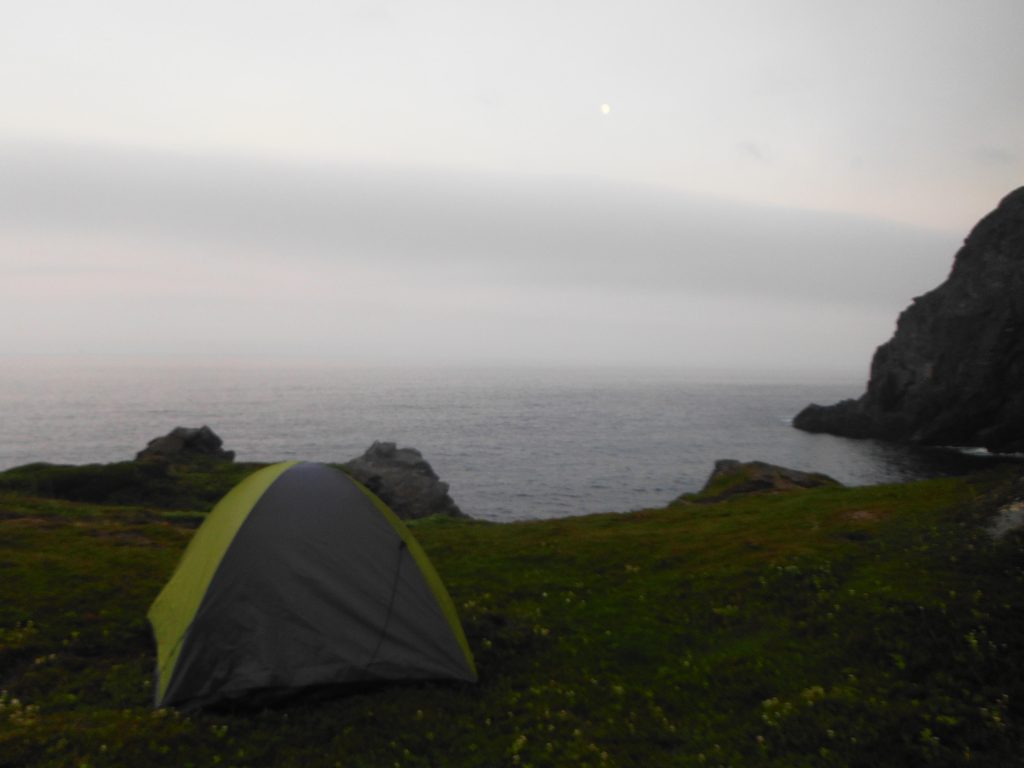 Tent overlooking an ocean