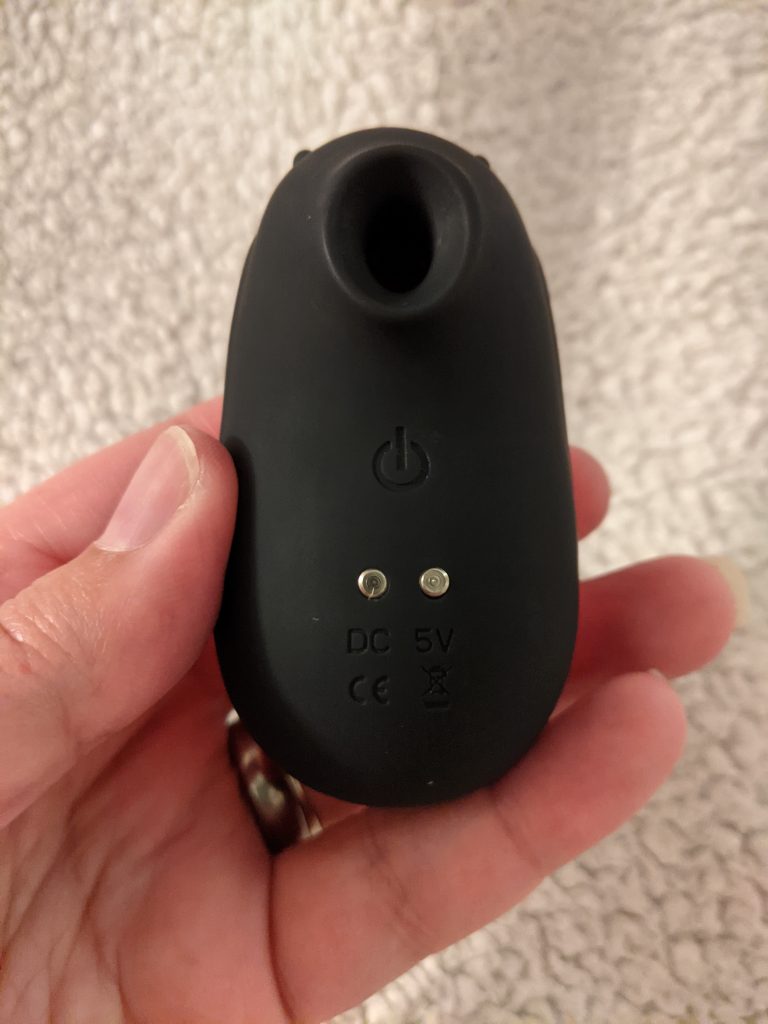 Hedgehog from belly side to show magnetic charging and button