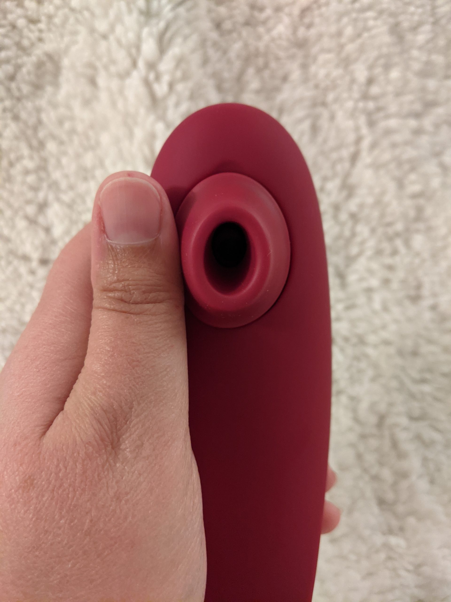 Nozzle next to thumb