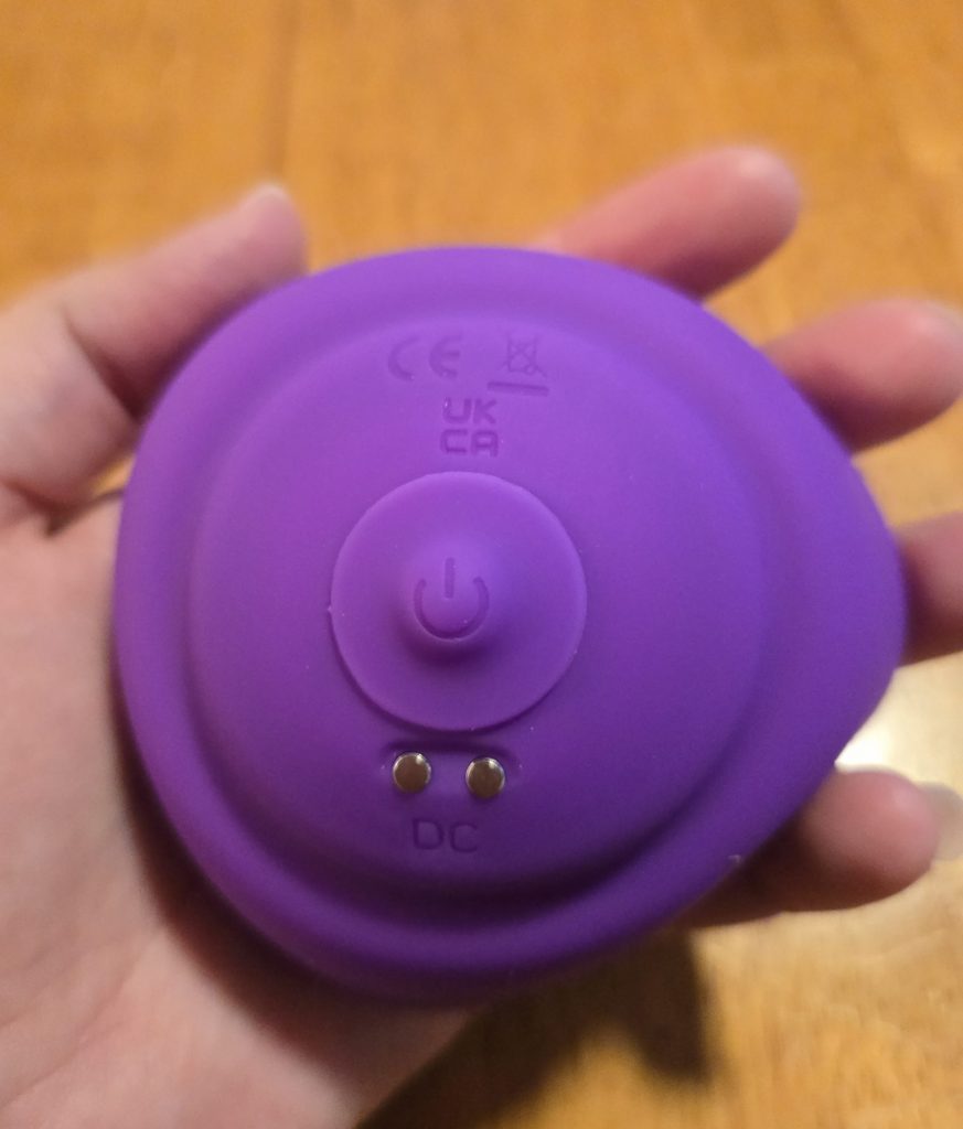 Exterior showing a raised bump for turning it on