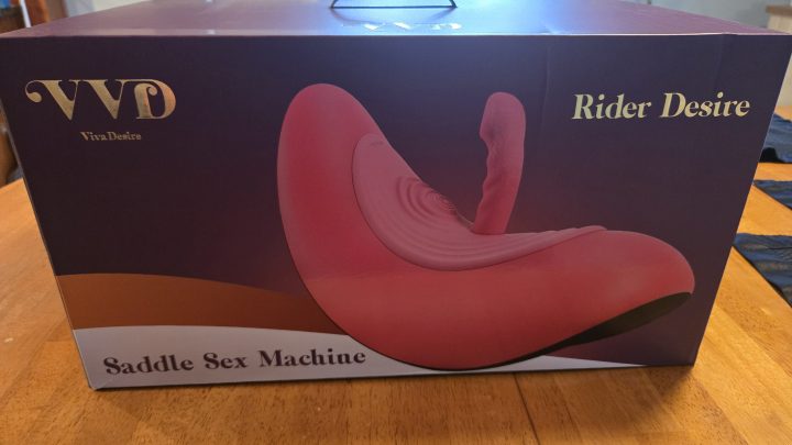 Big box on kitchen table with image of sex saddle